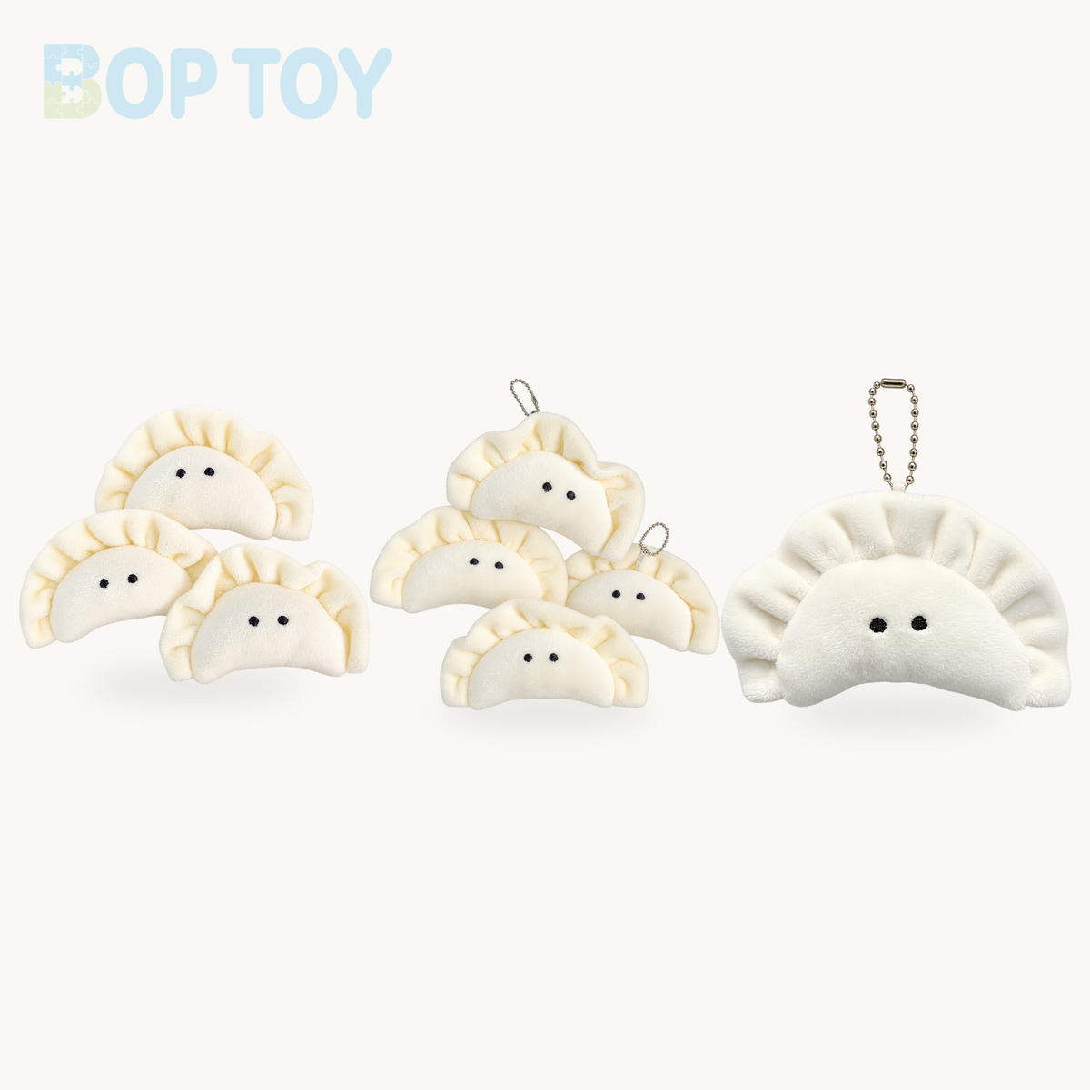 Dumpling Plush Keychain - Mini Soft Food Charm product selection on a cream background