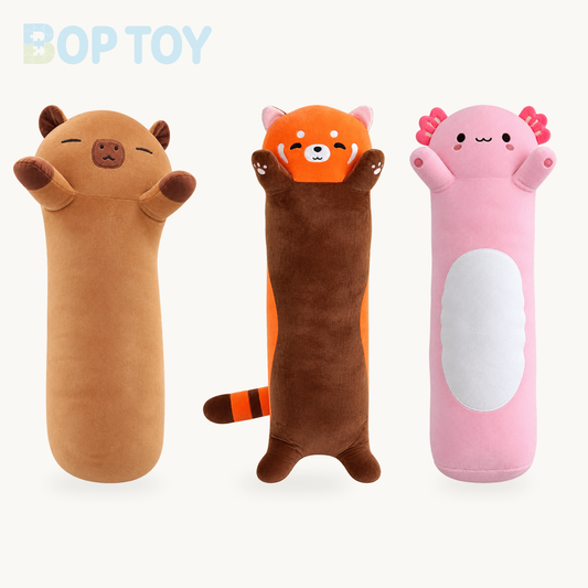 Kawaiies® Long Snuggly Chai Red Panda Axolotl Capybara Plushies product selection on a cream background