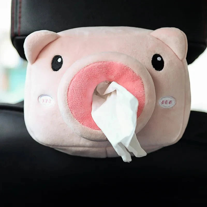 Plushie Pig Tissue Car Dispenser - Cute & Functional Car Accessory — image 1