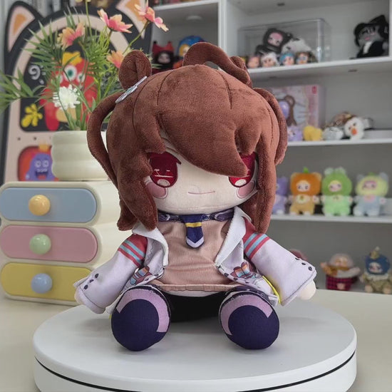Brown-Haired Anime-Style Plush Doll with Animal Ears - product video