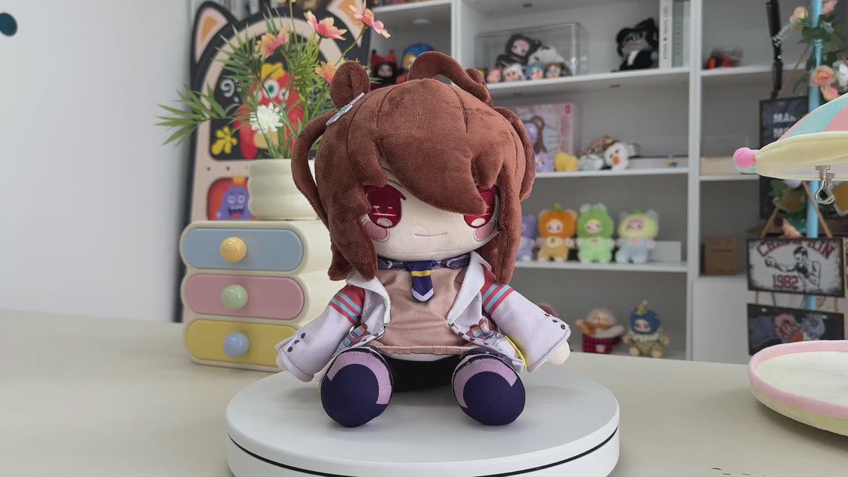 Brown-Haired Anime-Style Plush Doll with Animal Ears - product video