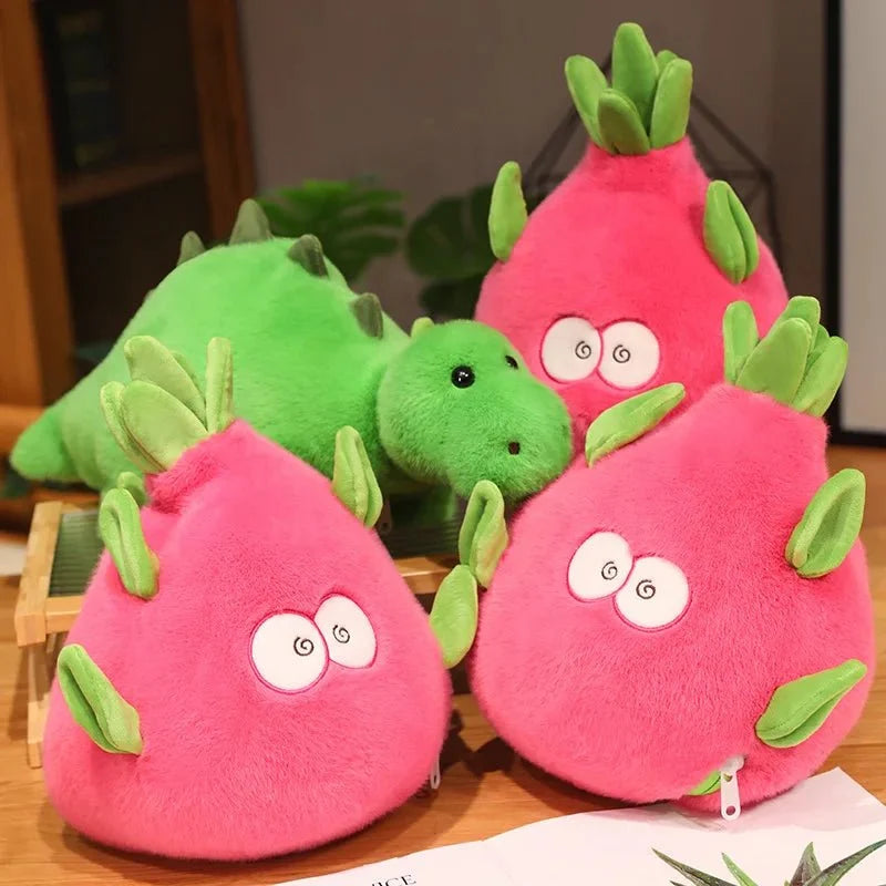 Reversible Dragon Fruit and Dinosaur Plushie – 2-in-1 Plush Toy — image 1