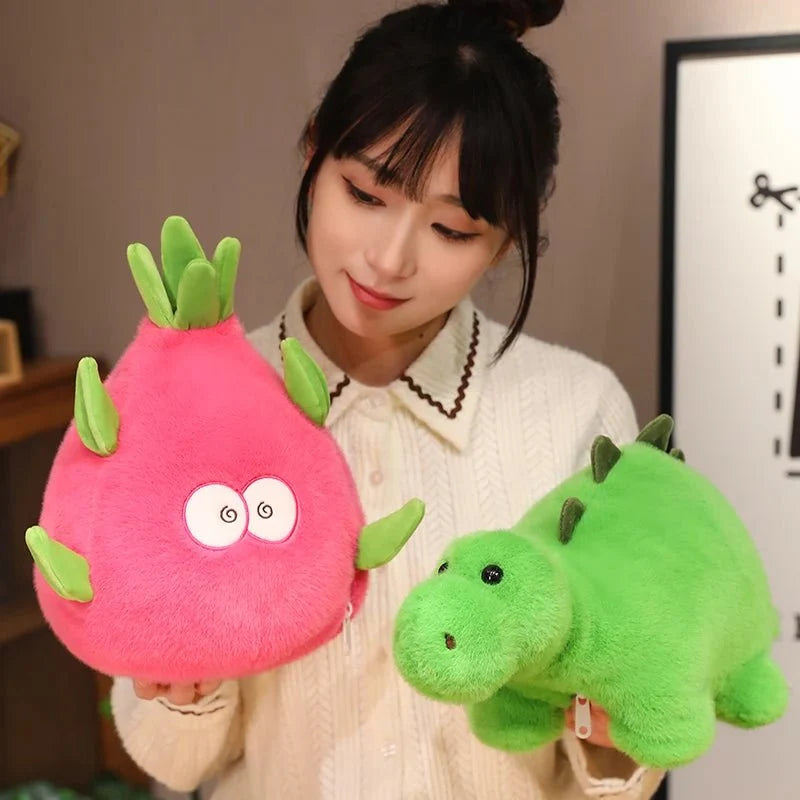 Reversible Dragon Fruit and Dinosaur Plushie – 2-in-1 Plush Toy — image 3
