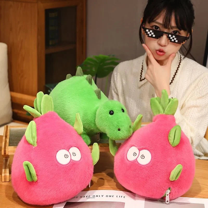 Reversible Dragon Fruit and Dinosaur Plushie – 2-in-1 Plush Toy — image 4