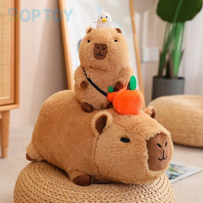 Fluffy Sleepy Capybara with Orange Plushie — image 1