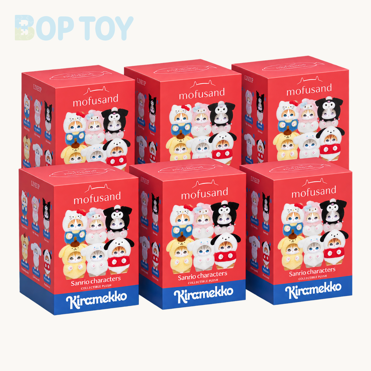 Mofusand X Sanrio Kiramekko Fluffy Kittens Vinyl Keychain Blind Box — Whole Set of 6 option