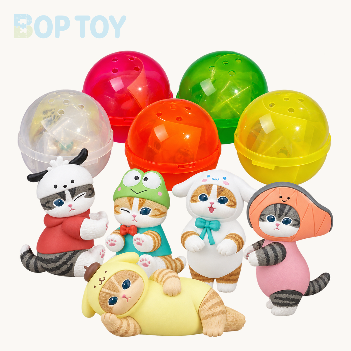 Mofusand X Sanrio Characters Nyan Gachapon Blindbox Capsule Mini Figurines — Whole set of 5 variant