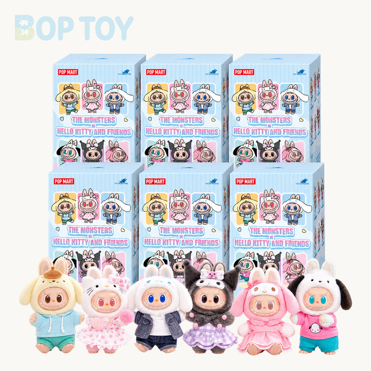 POP MART Labubu The Monsters x Hello Kitty and Friends Vinyl Plush Pendant Blind Box — Whole Set of 6 option