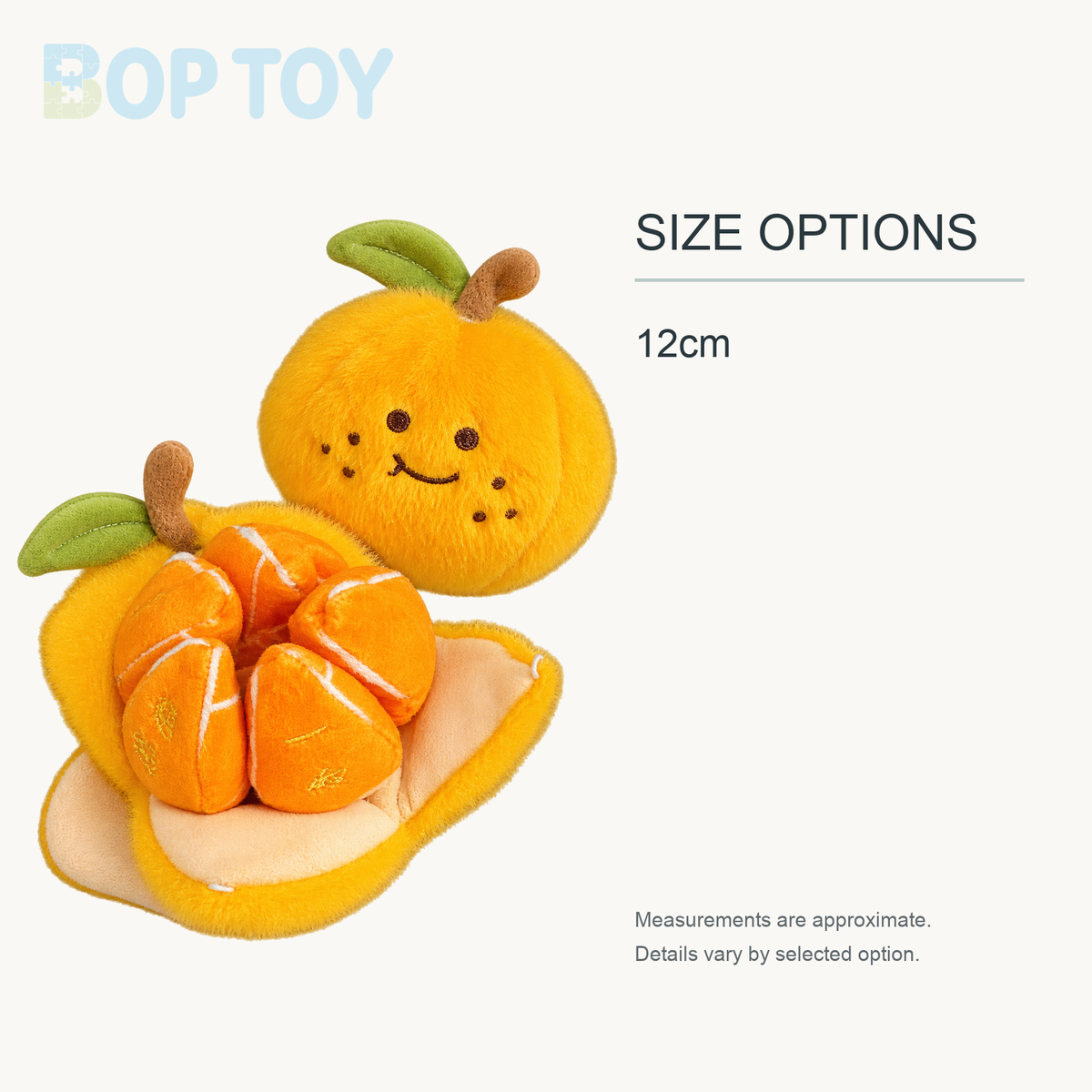 Peelable Orange Plushie Keychain, 4" | 11 cm approximate size options: 12cm