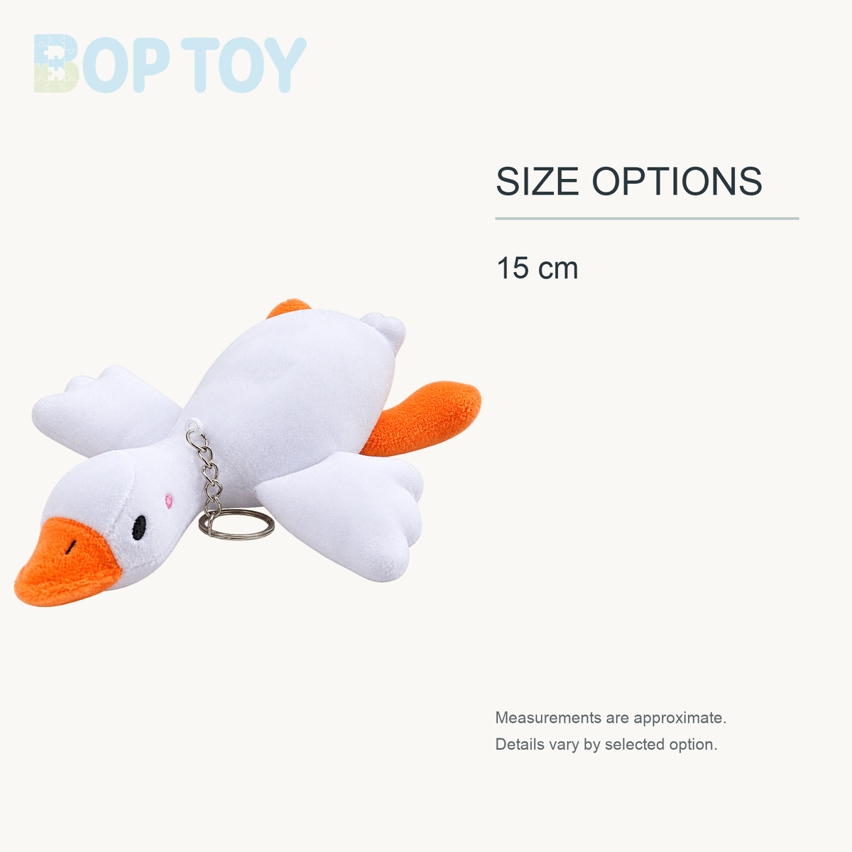 Plushie Duck Keychain: Three Colors, 6" | 15 cm approximate size options: 15 cm