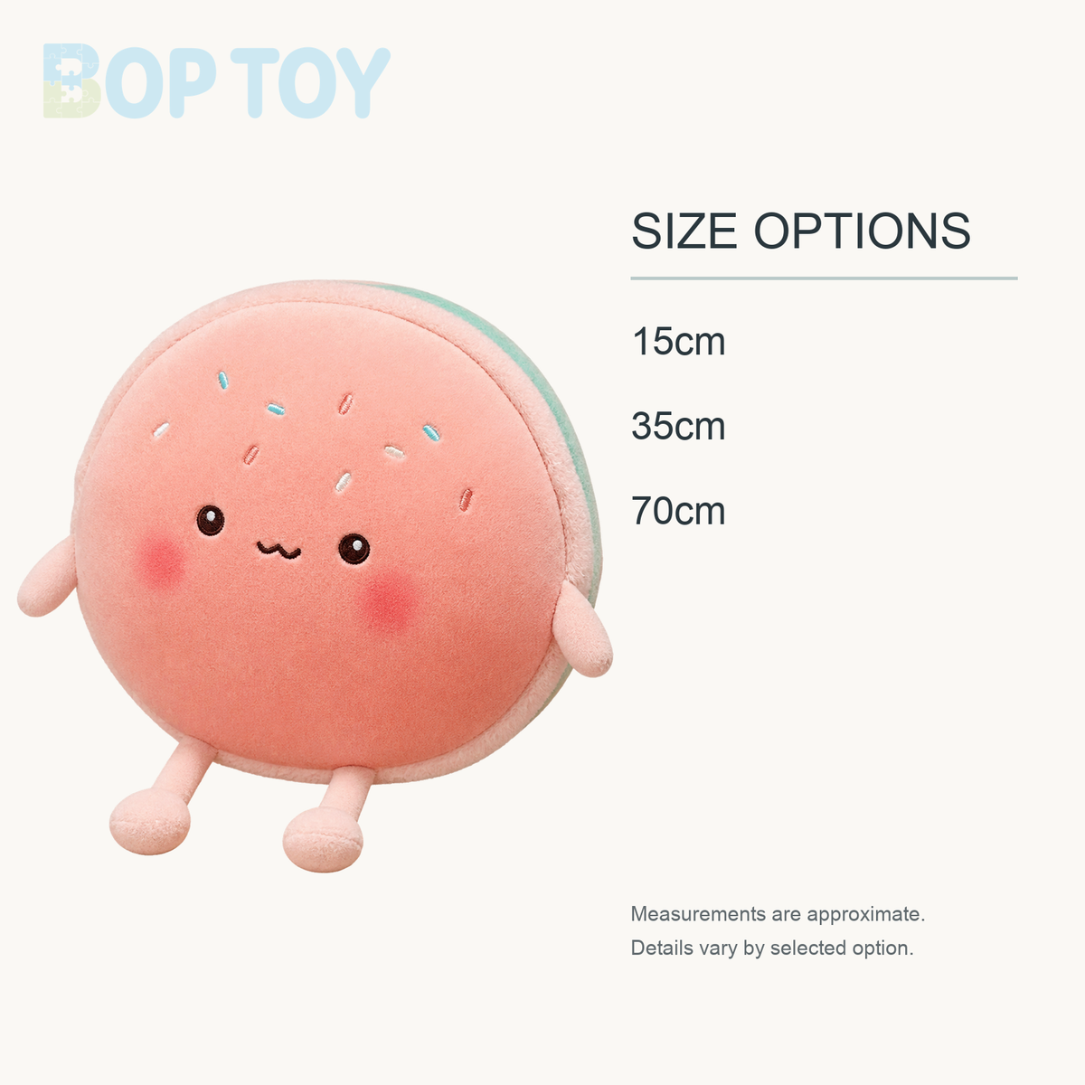 Macaron Plush Toy, Two Colors, 6-28" | 15-70 cm approximate size options: 15cm, 35cm, 70cm