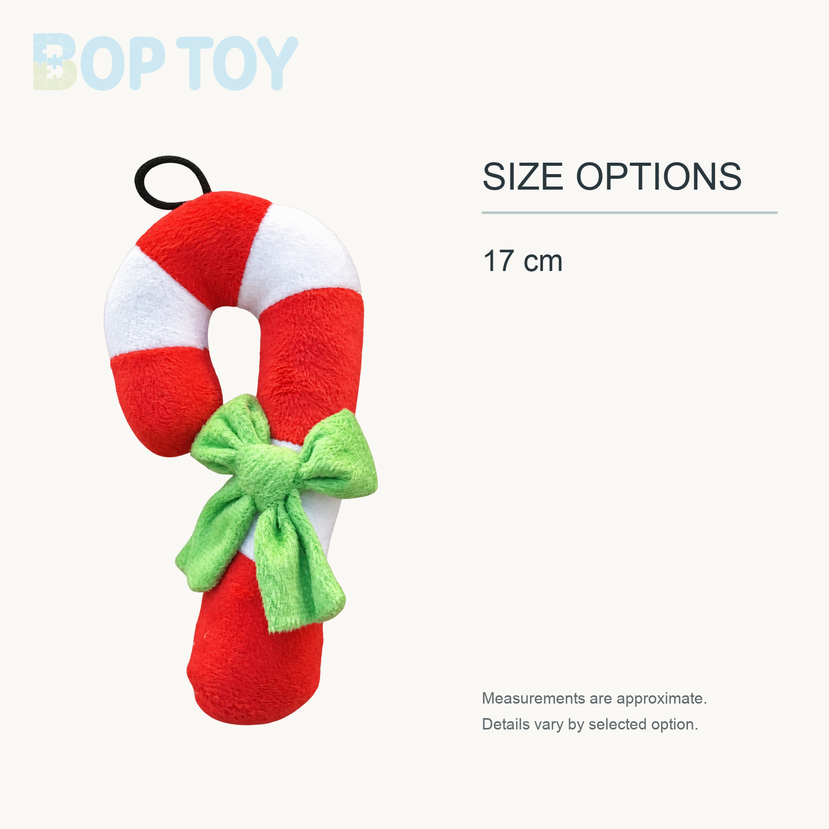 Plushie Candy Cane Hanging Decoration, 7" | 17 cm approximate size options: 17 cm