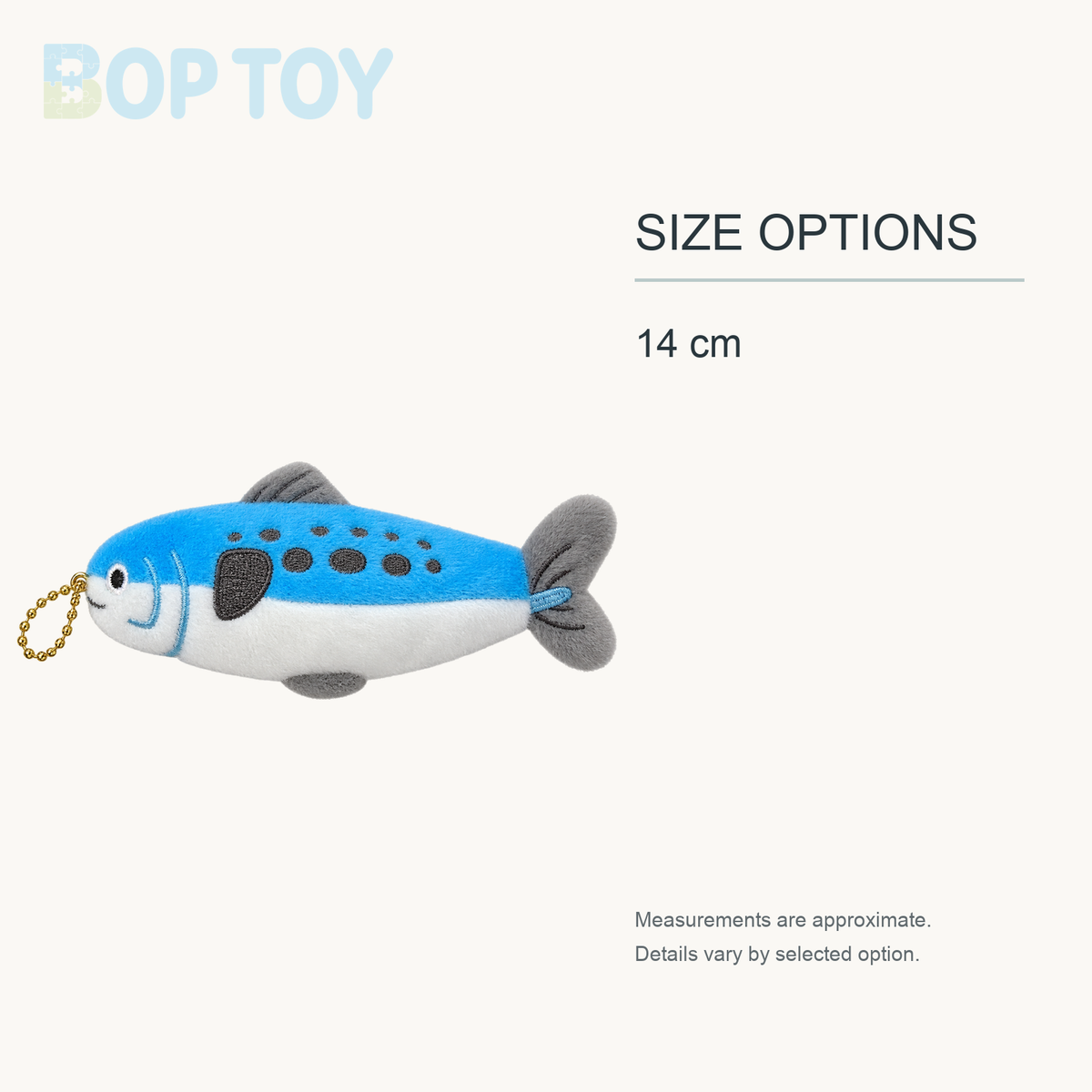 Mackerel Fish Plush Keychain - Cute Simulated Fish Charm, 5.5" | 14 cm approximate size options: 14 cm