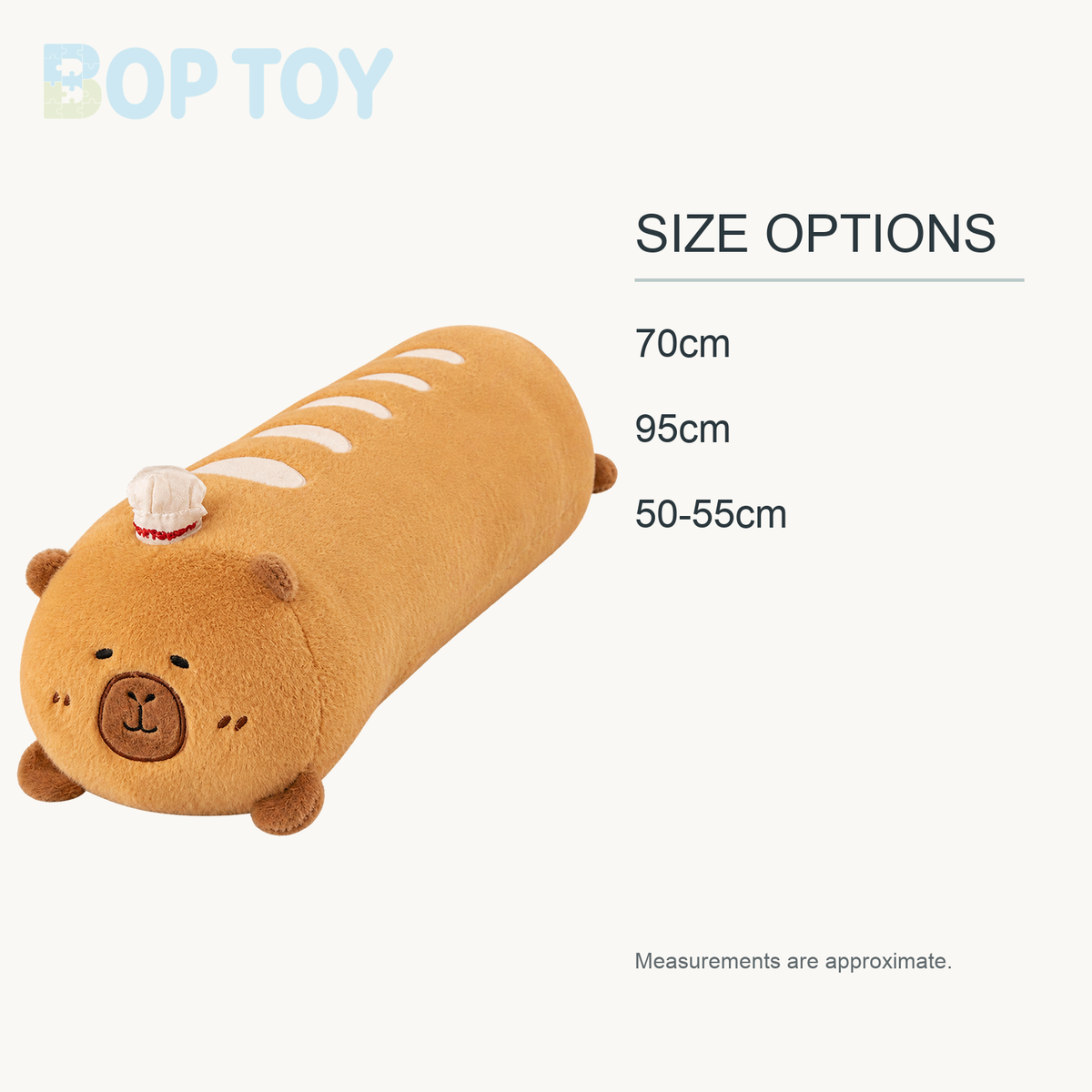 Jumbo Capybara Bread Plushie, 22-37" | 55-95 cm approximate size options: 70cm, 95cm, 50-55cm