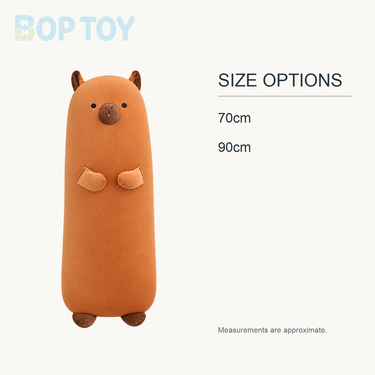 Long Snuggle Buddies Capybara Alpaca Pig Plushie approximate size options: 70cm, 90cm