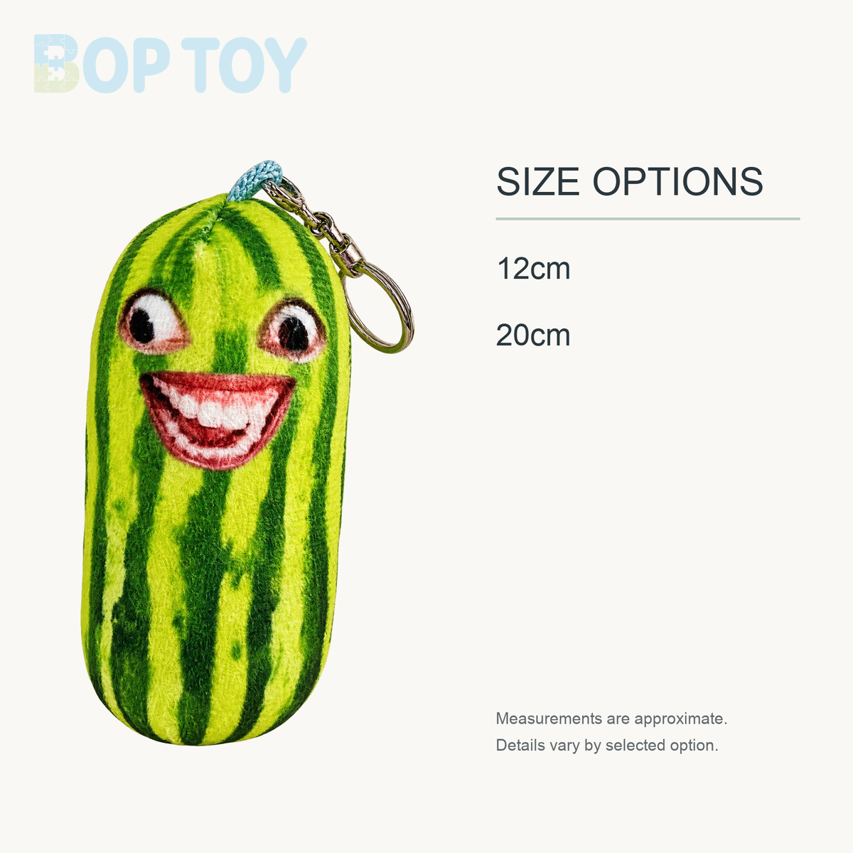 Watermelon Plush Keychain & Bag Charm, 5-8" | 12-20 cm approximate size options: 12cm, 20cm