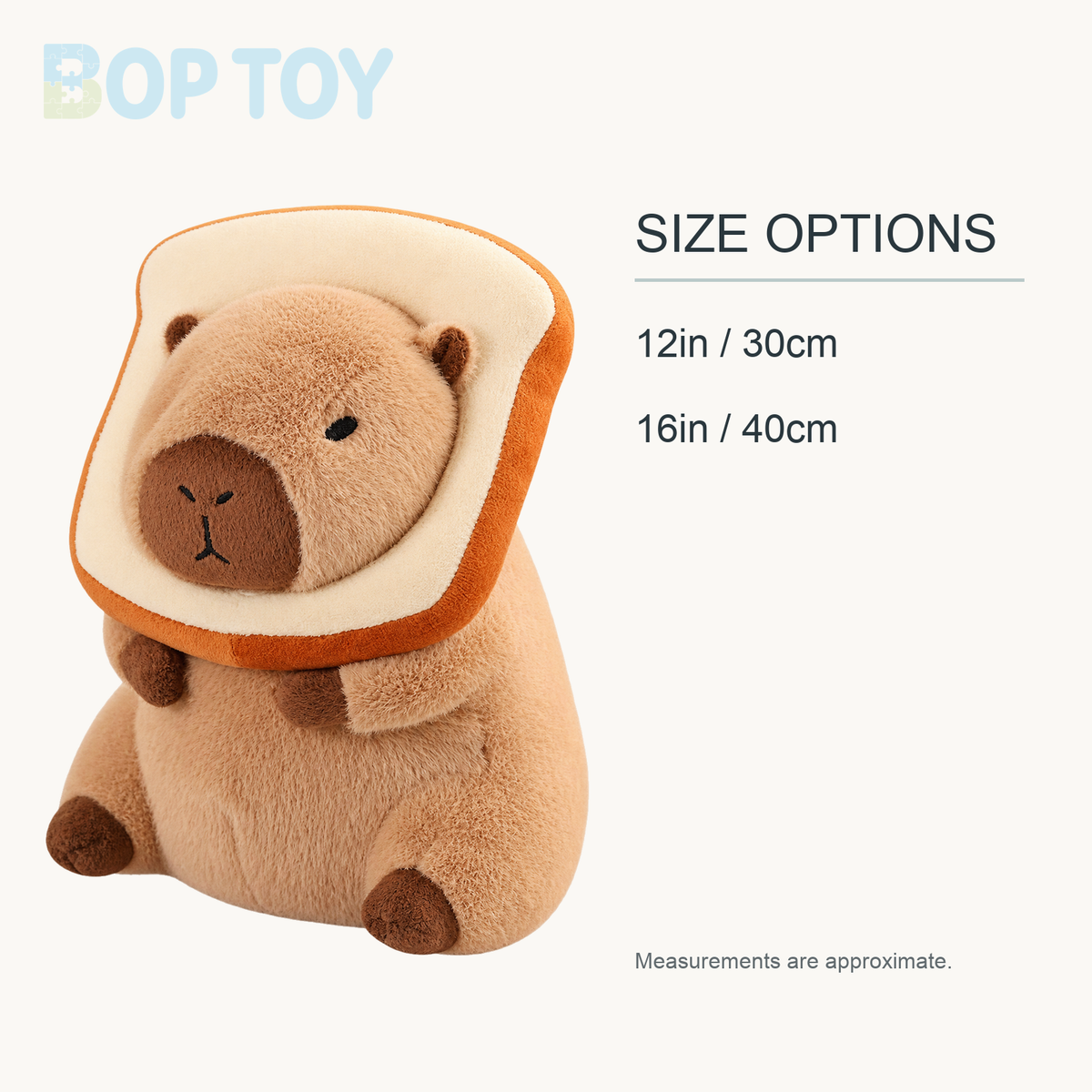 Baby Kawaii Capybara Dress-up Plushies approximate size options: 12in / 30cm, 16in / 40cm