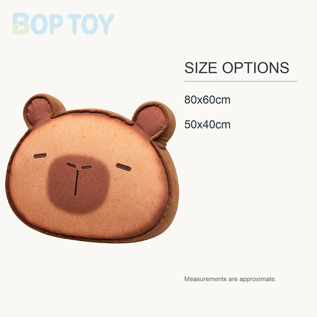 Capybara/Cat Cookie Plushie – Jumbo Comfort in a Sweet Design approximate size options: 80x60cm, 50x40cm