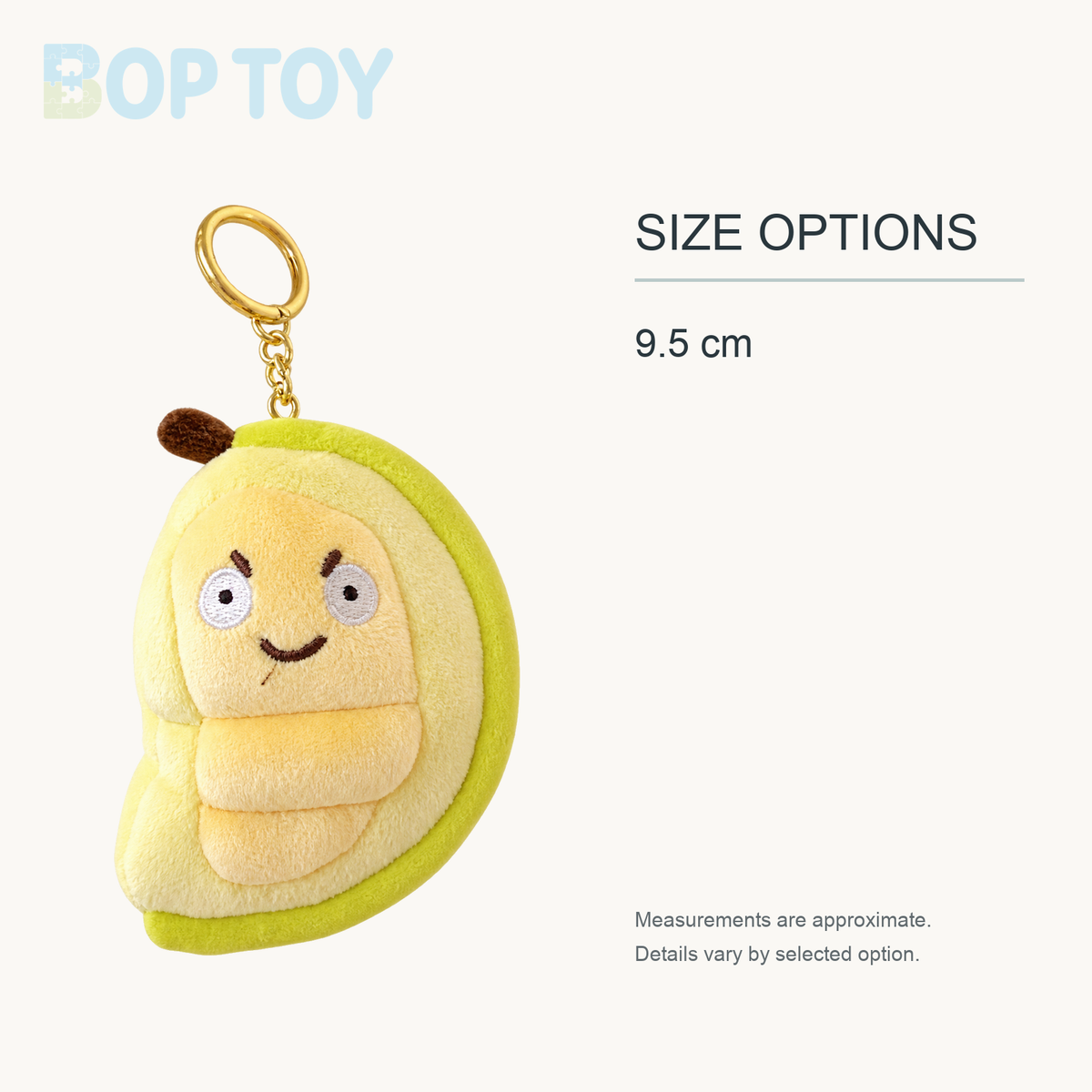 Plushie Cartoon Fruit Durian Keychain, 4" | 9.5 cm approximate size options: 9.5 cm