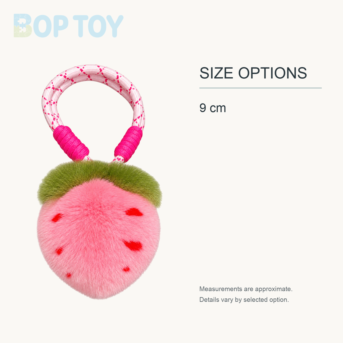 Strawberry Plush Fur Keychain – 5 Colors, 3.5" | 9 cm approximate size options: 9 cm
