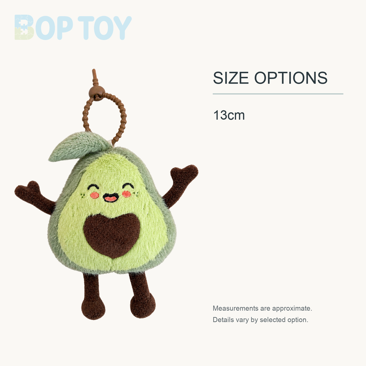 Fruit Plush Keychains | Watermelon, Avocado & Apple Charms, 5" | 13 cm approximate size options: 13cm