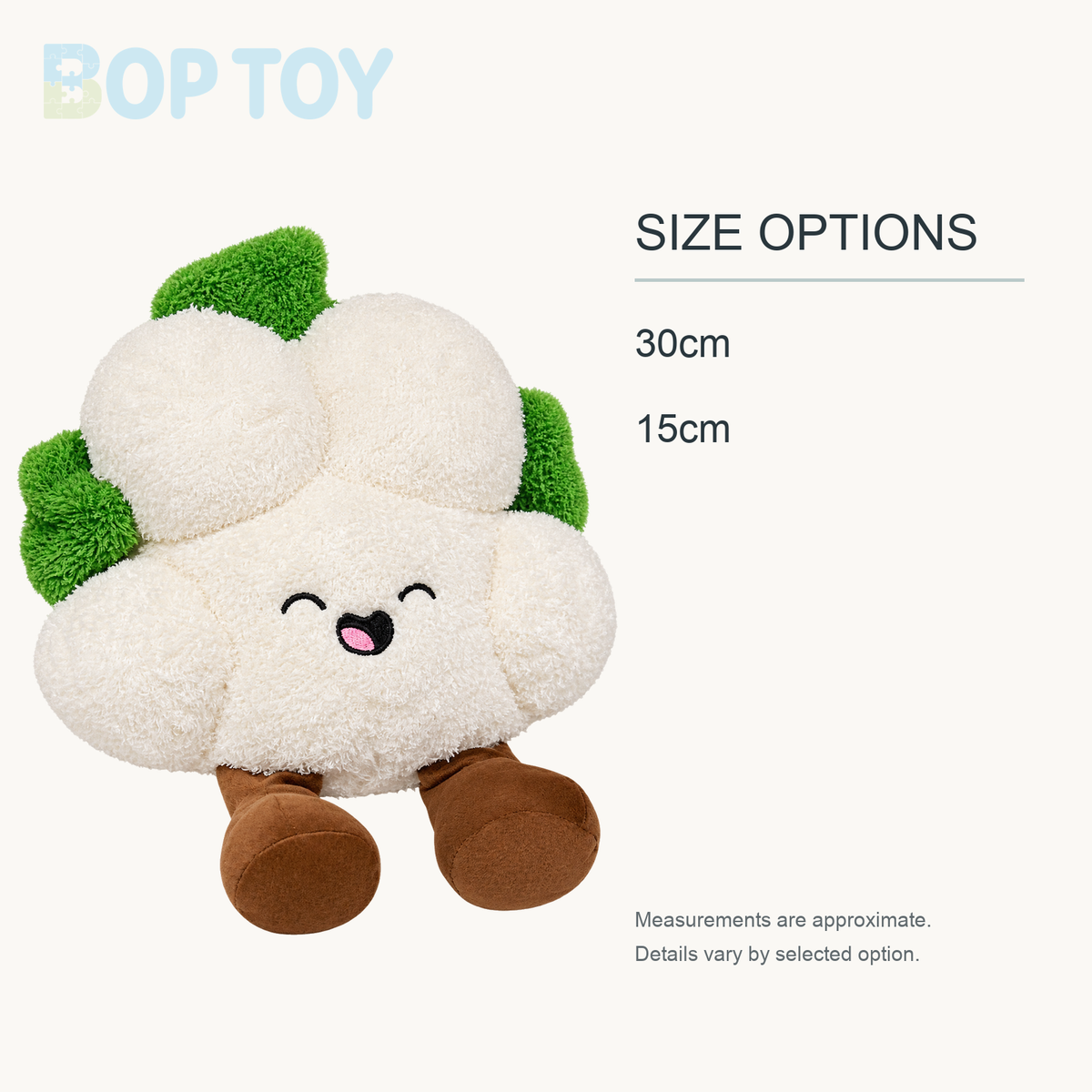 Cauliflower Plushie, 6-12" | 15-30 cm approximate size options: 30cm, 15cm