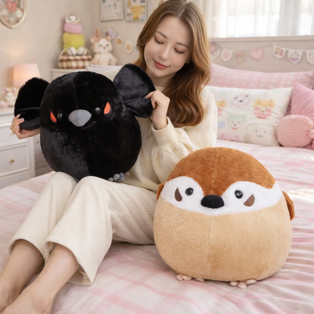 Round Chonky Sparrow Raven Crow Bird Plushies — image 5