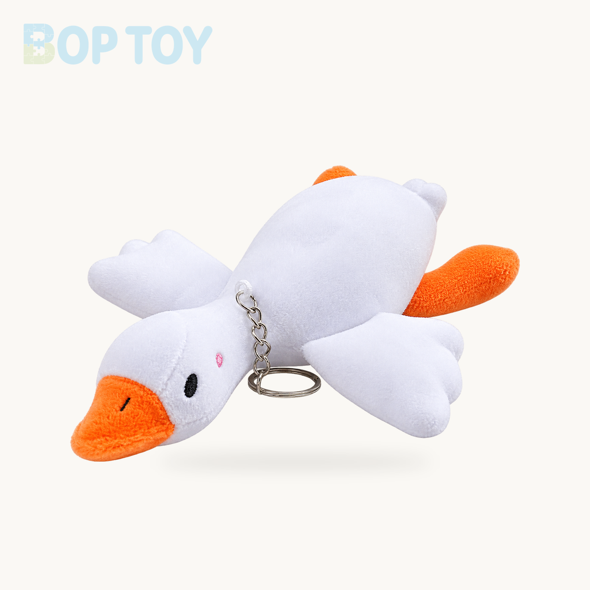 Plushie Duck Keychain: Three Colors, 6" | 15 cm – White