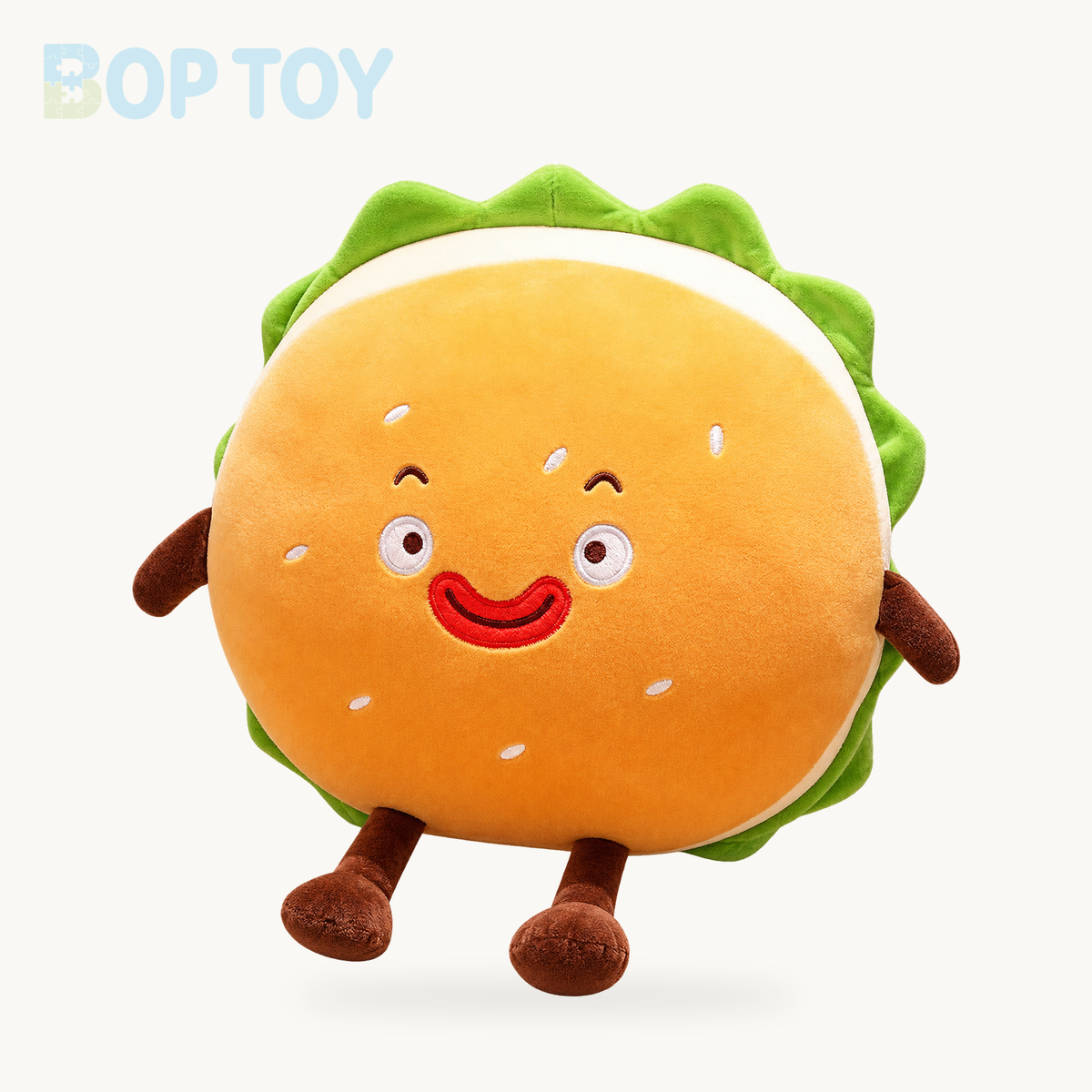 Plushie Hamburger, Two Styles, 6-28" | 15-70 cm – Clown face / 14"/35cm With Hand warmer, Clown face / 28"/70cm Plush Pillow, Clown face / 6"/15cm Keychain