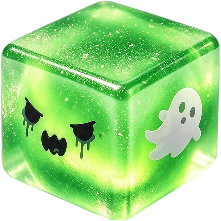 Halloween Stress Cube Squishy Fidget Toy Slow Rising Ice Cube Stress Balls - Green / 5.5CM