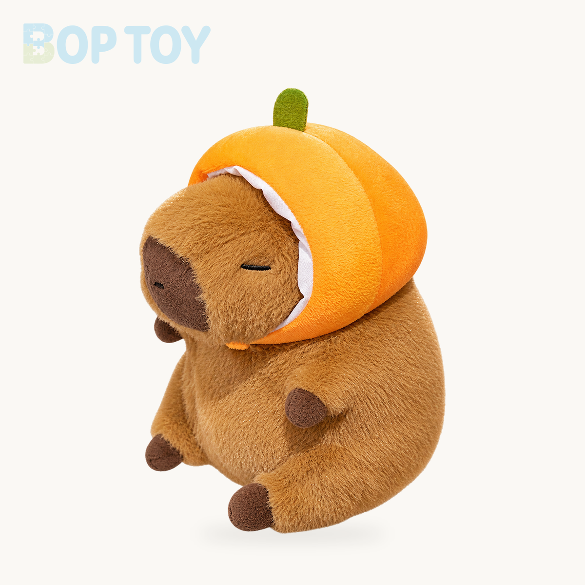 Chunky Kawaii Capybara Plush with Hat – Orange / 10in / 25cm, Orange / 14in / 35cm, Orange / 18in / 45cm