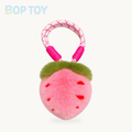 Strawberry Plush Fur Keychain – 5 Colors, 3.5" | 9 cm – Pink / 9 cm