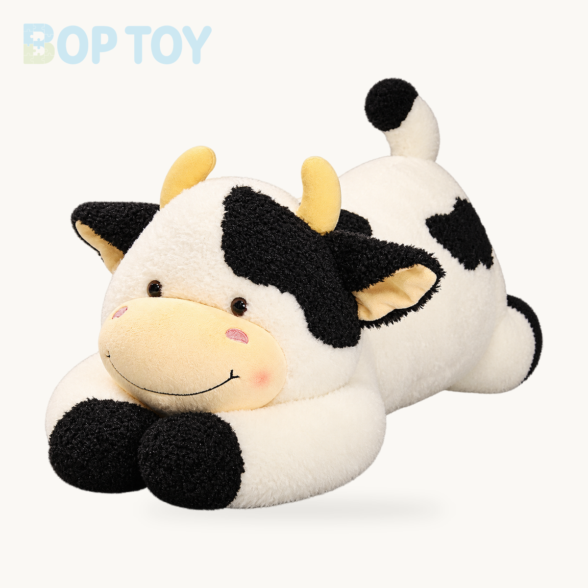 Jumbo Lounging Dairy Cow Plushie, 4 Colors, 35-43" | 90-110 cm – Black