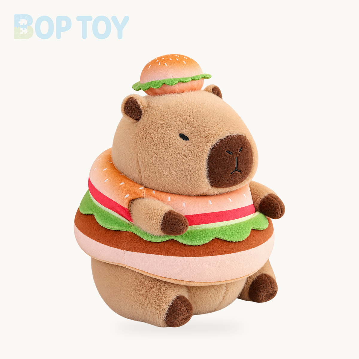 Baby Capybara Animal Dress-up Plushie Collection – 12in / 30cm / Burger, 16in / 40cm / Burger