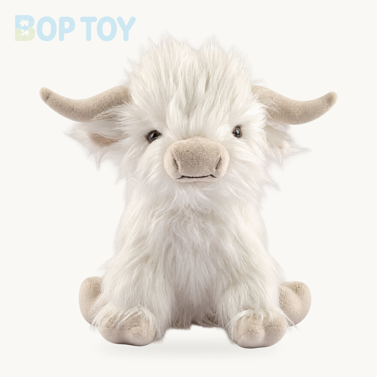 Plushie Realistic Highland Cow, Three Colors, 10" | 25 cm – 25cm white