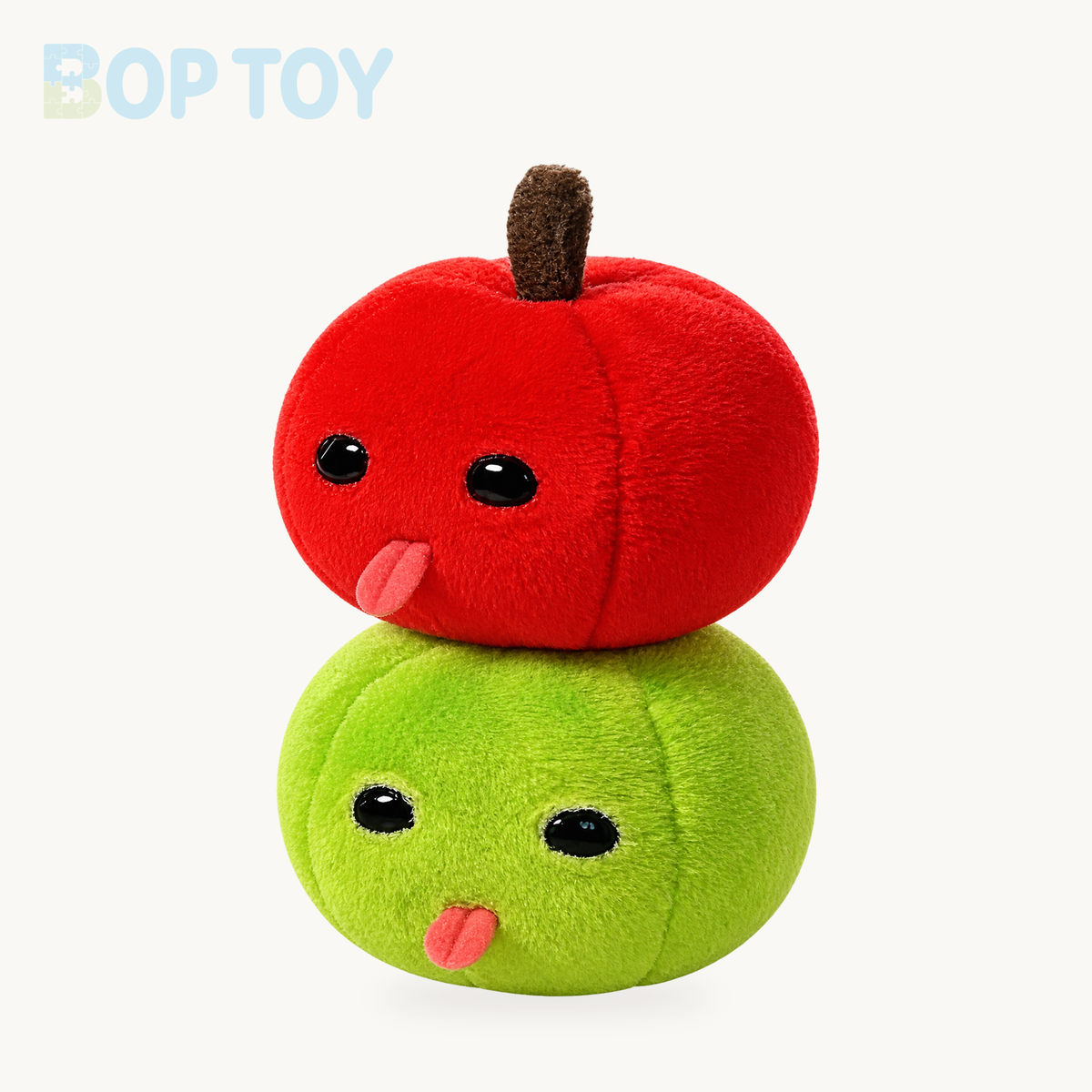Apple Plush Keychain - Mini Red & Green Fruit Charm – 2pcs