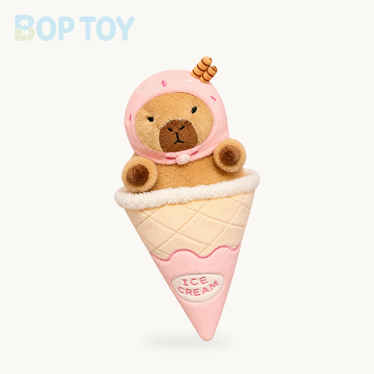 Ice Cream Capybara Plush Toy - Soft Dessert Animal & Nest, 8-13" | 20-33 cm – Pink ice cream / 20cm, Pink ice cream / 33cm