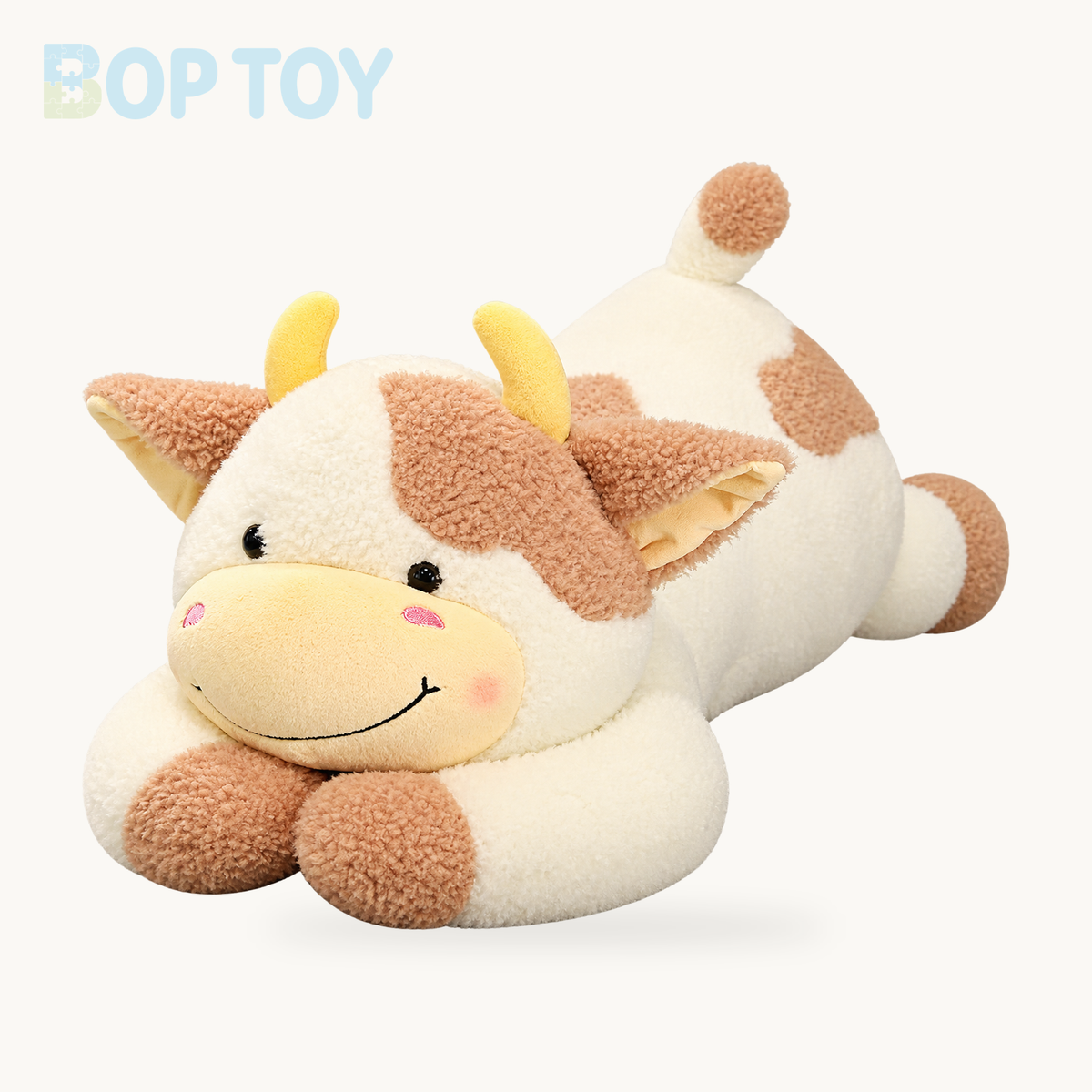 Jumbo Lounging Dairy Cow Plushie, 4 Colors, 35-43" | 90-110 cm – Brown