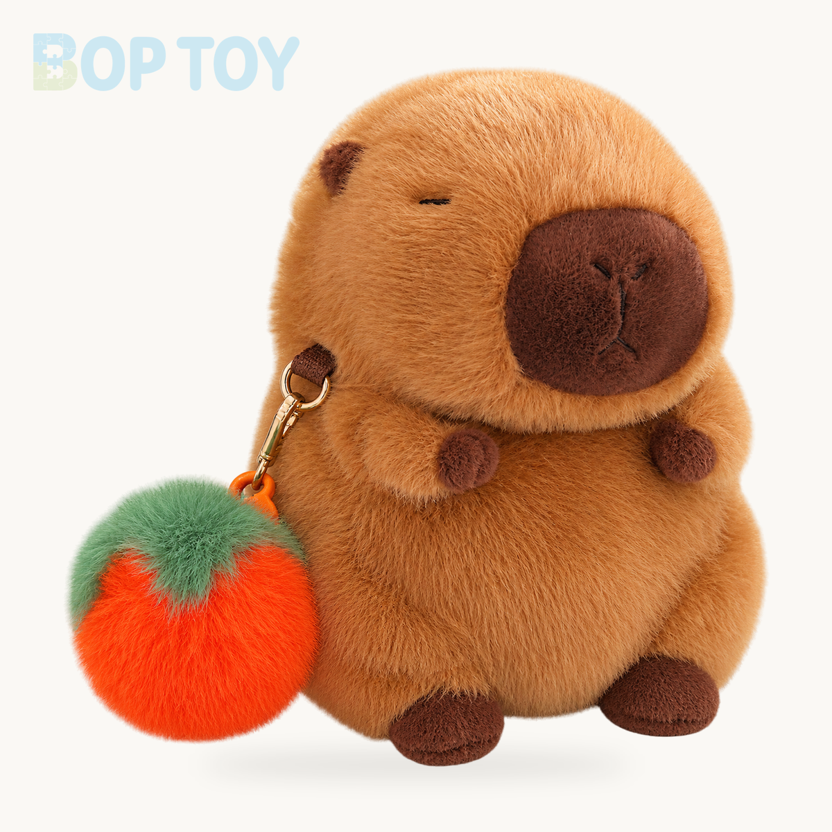 Kawaii Fluffy Capybara Plushies with Strap – Orange