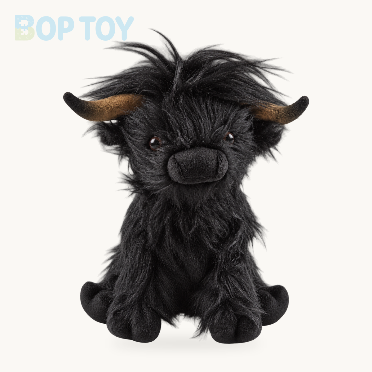 Plushie Realistic Highland Cow, Three Colors, 10" | 25 cm – 25cm black