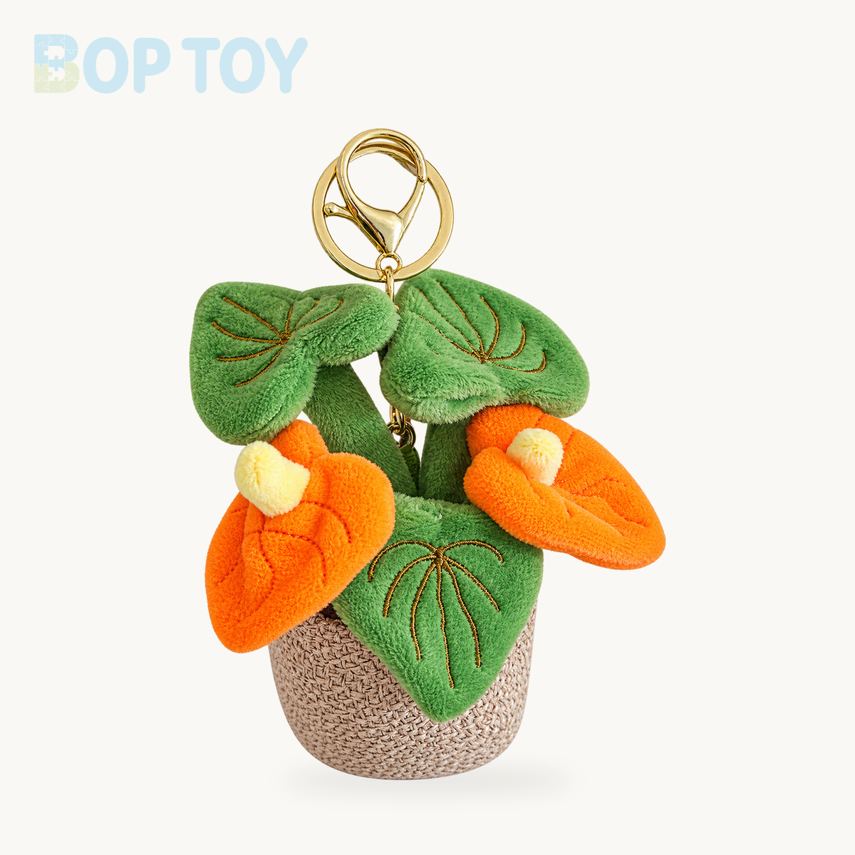 Smiling Anthurium Plush | Potted Flower Doll & Keychain Pendant – Orange anthurium / 10cm pendant, Orange anthurium / 35cm doll