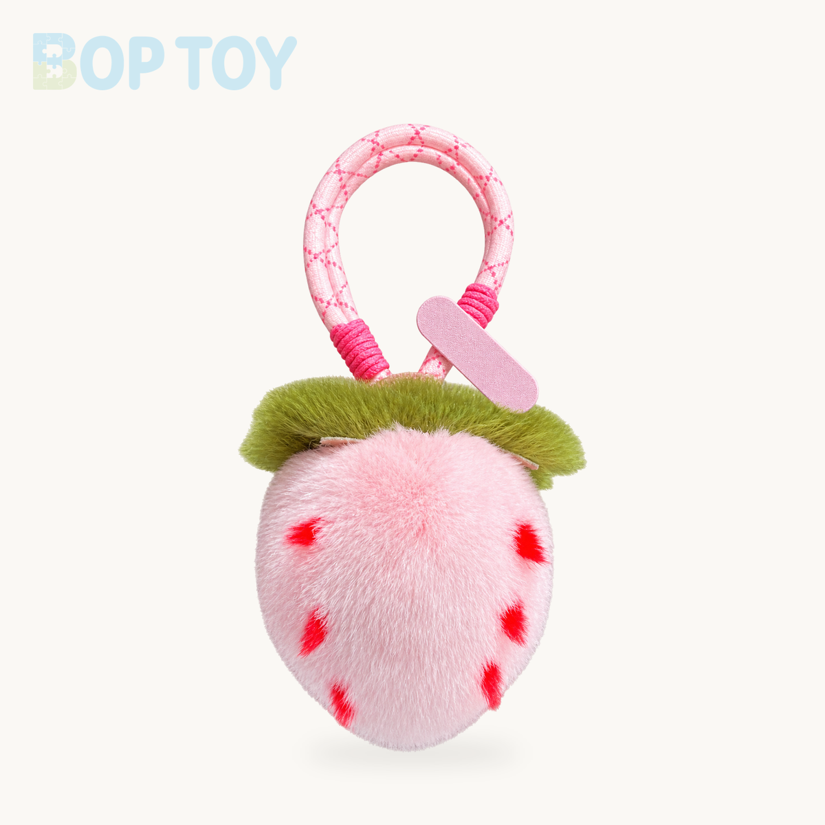 Strawberry Plush Fur Keychain – 5 Colors, 3.5" | 9 cm – Light Pink / 9 cm