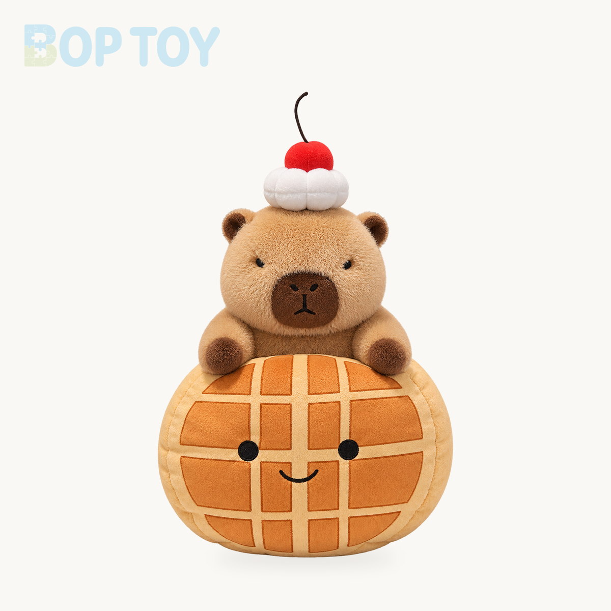 Ice Cream Capybara Plush Toy - Soft Dessert Animal & Nest, 8-13" | 20-33 cm – Round bread / 20cm, Round bread / 33cm