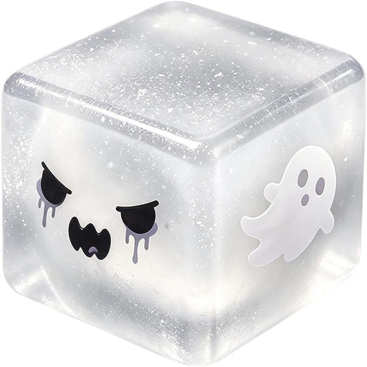 Halloween Stress Cube Squishy Fidget Toy Slow Rising Ice Cube Stress Balls - white / 5.5CM