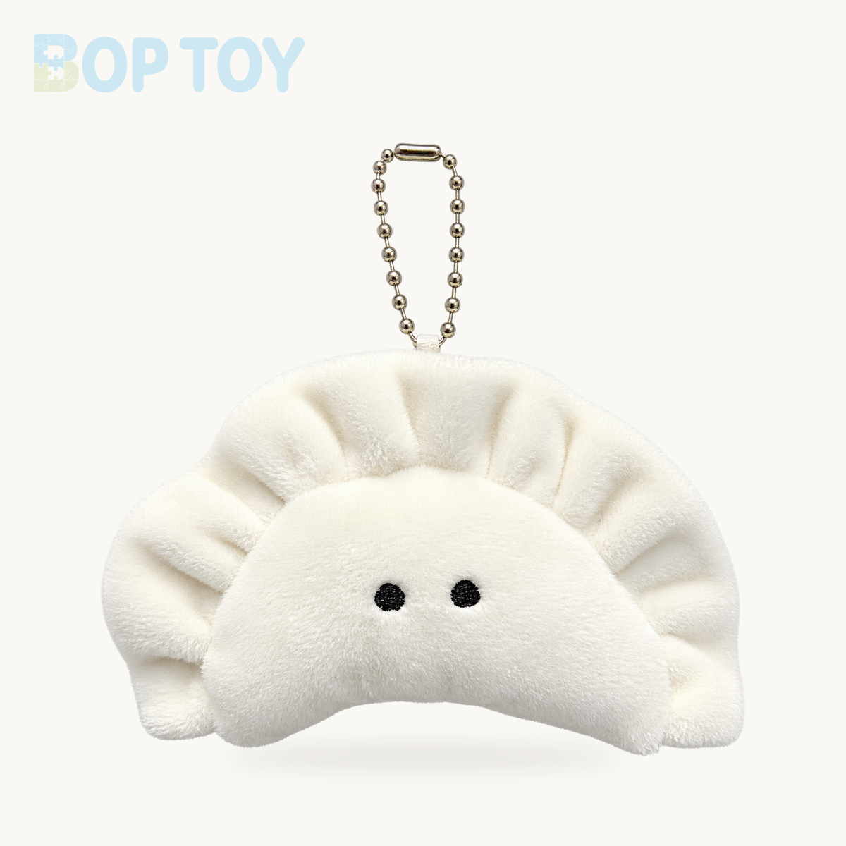 Dumpling Plush Keychain - Mini Soft Food Charm – White  - 1pcs