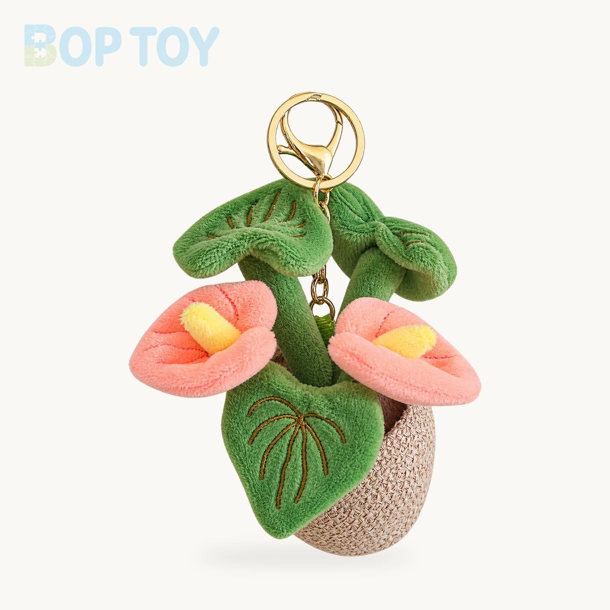 Smiling Anthurium Plush | Potted Flower Doll & Keychain Pendant – Pink anthurium / 10cm pendant, Pink anthurium / 35cm doll