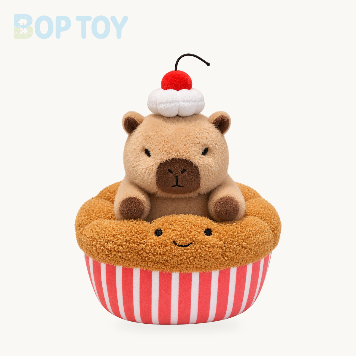 Ice Cream Capybara Plush Toy - Soft Dessert Animal & Nest, 8-13" | 20-33 cm – Stripe cake / 20cm, Stripe cake / 33cm