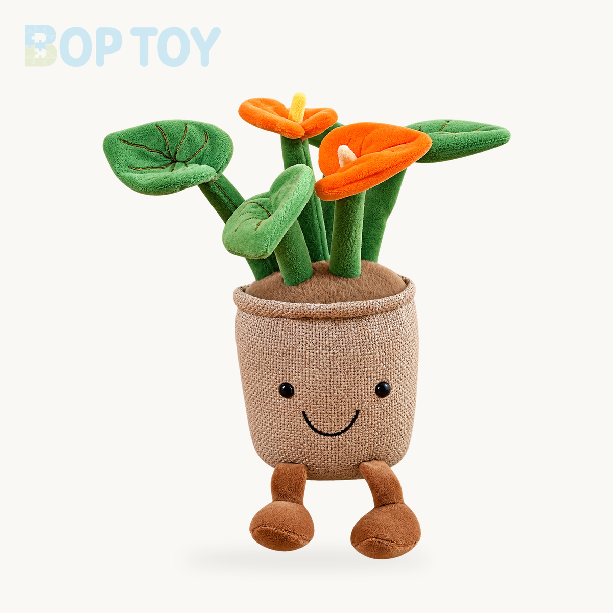 Smiling Anthurium Plush | Potted Flower Doll & Keychain Pendant – Orange anthurium 1 / 10cm pendant, Orange anthurium 1 / 35cm doll