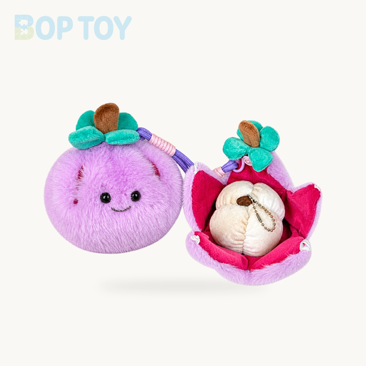 Peelable Orange & Citrus Plush Keychain | Cute Simulation Fruit Pendant – mangosteen