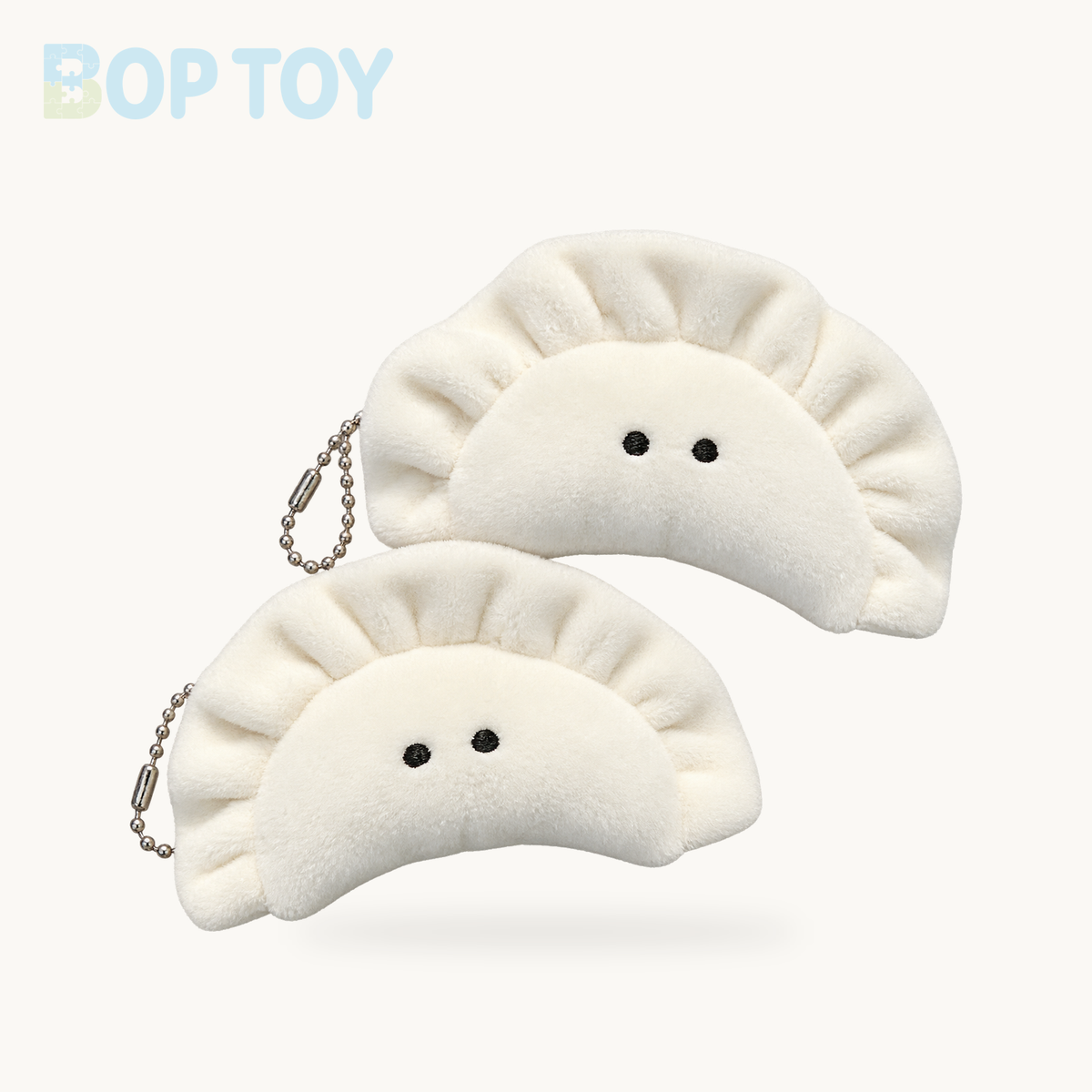 Dumpling Plush Keychain - Mini Soft Food Charm – White  - 2pcs